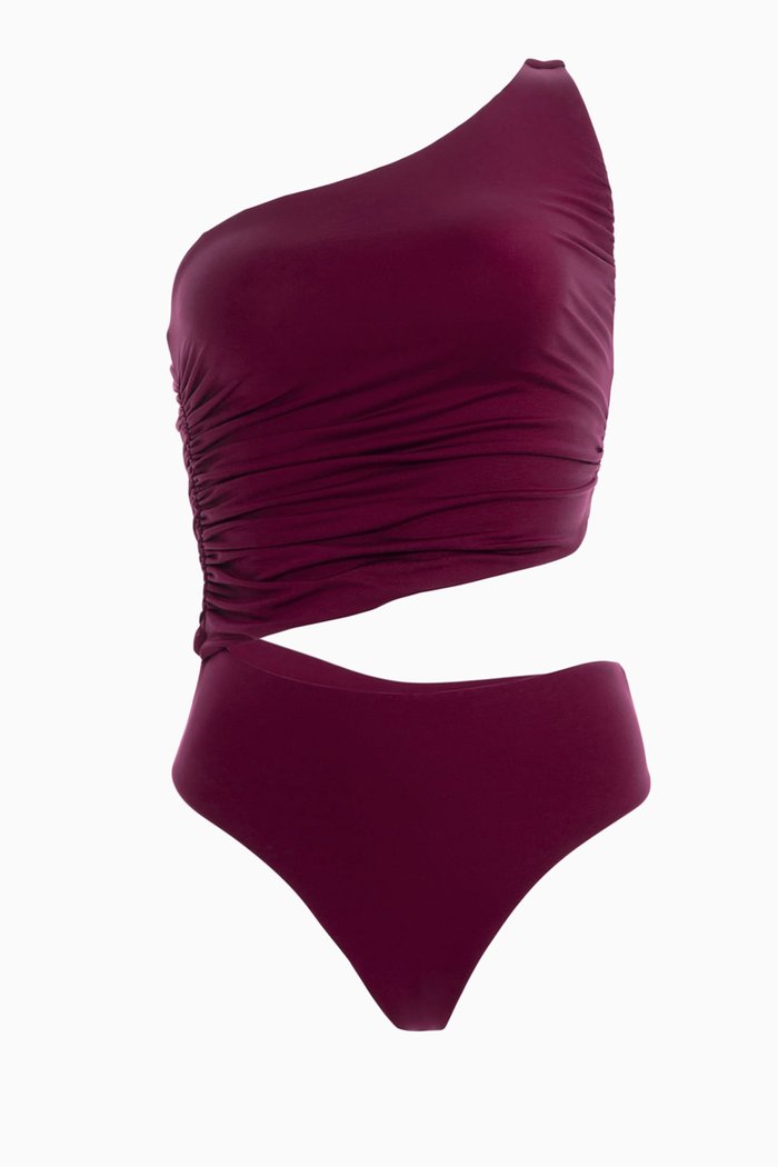 

Trini Asymmetrical Swimsuit, Burgundy