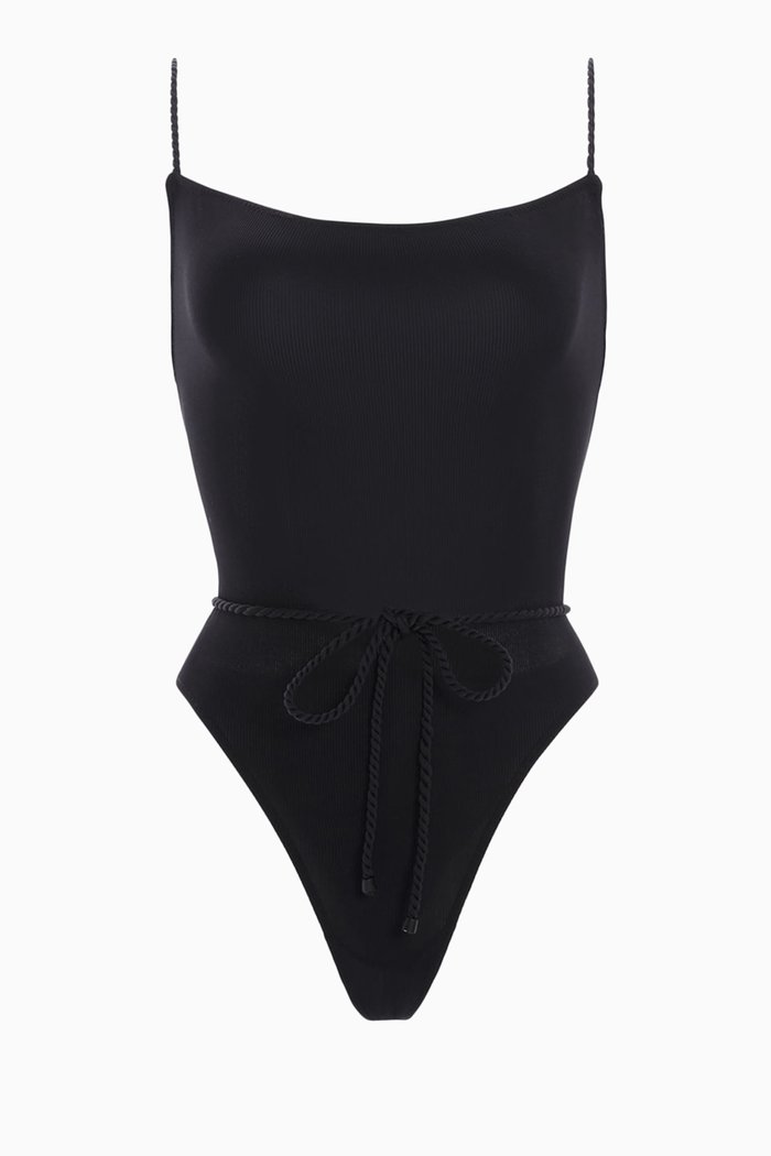 Kali Ribbed Swimsuit, Black