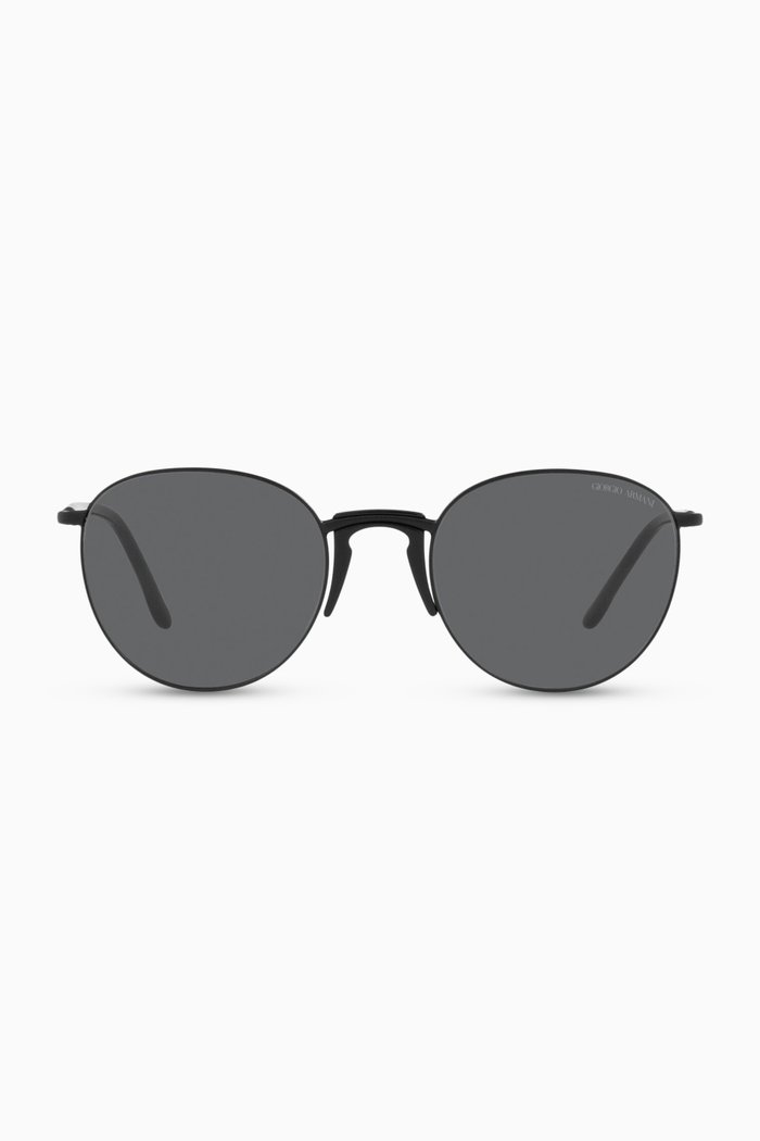 

Round Sunglasses in Metal & Acetate, Grey