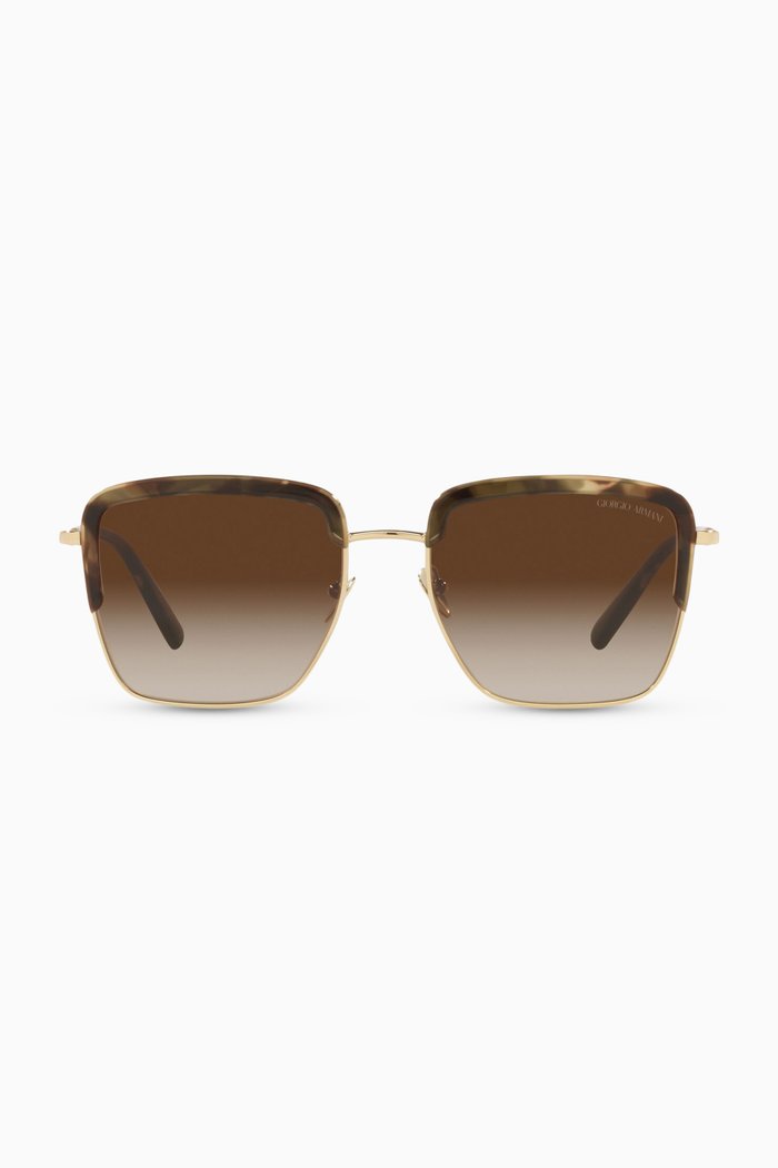 

Square Frame Sunglasses in Metal & Acetate, Brown