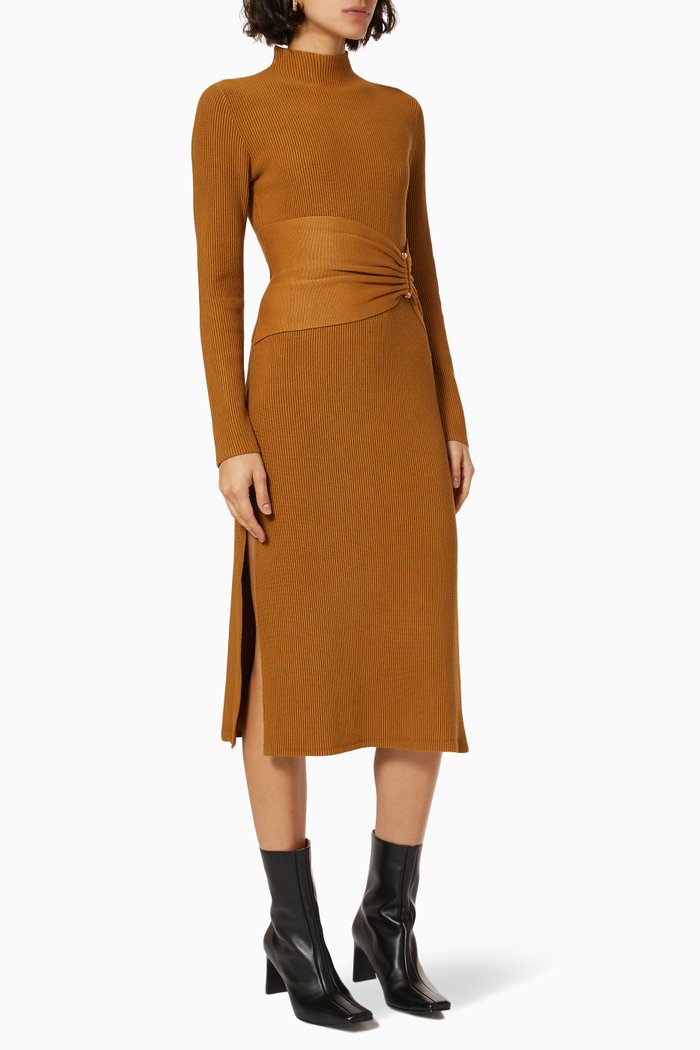 

Atherton Dress in Rib Knit, Brown