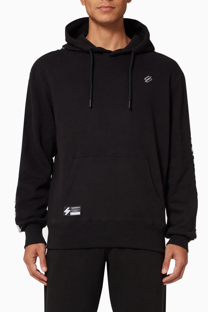 

Code Tape Hoodie in Cotton Fleece, Black