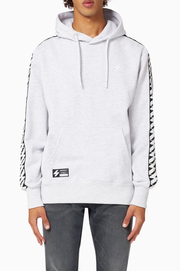 

Code Tape Hoodie in Cotton Fleece, Grey