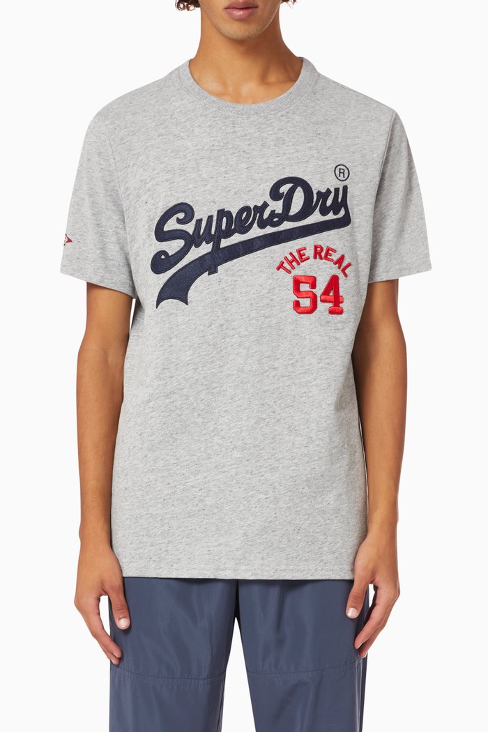 

Vintage Logo Embroidered T-shirt in Cotton Jersey, Grey