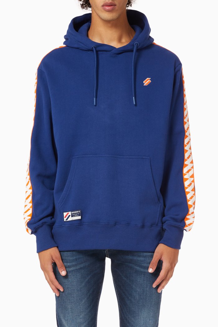 

Code Tape Hoodie in Cotton Fleece, Blue
