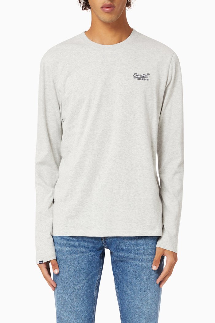 

Vintage Logo Embroidered T-shirt in Organic Cotton, Grey