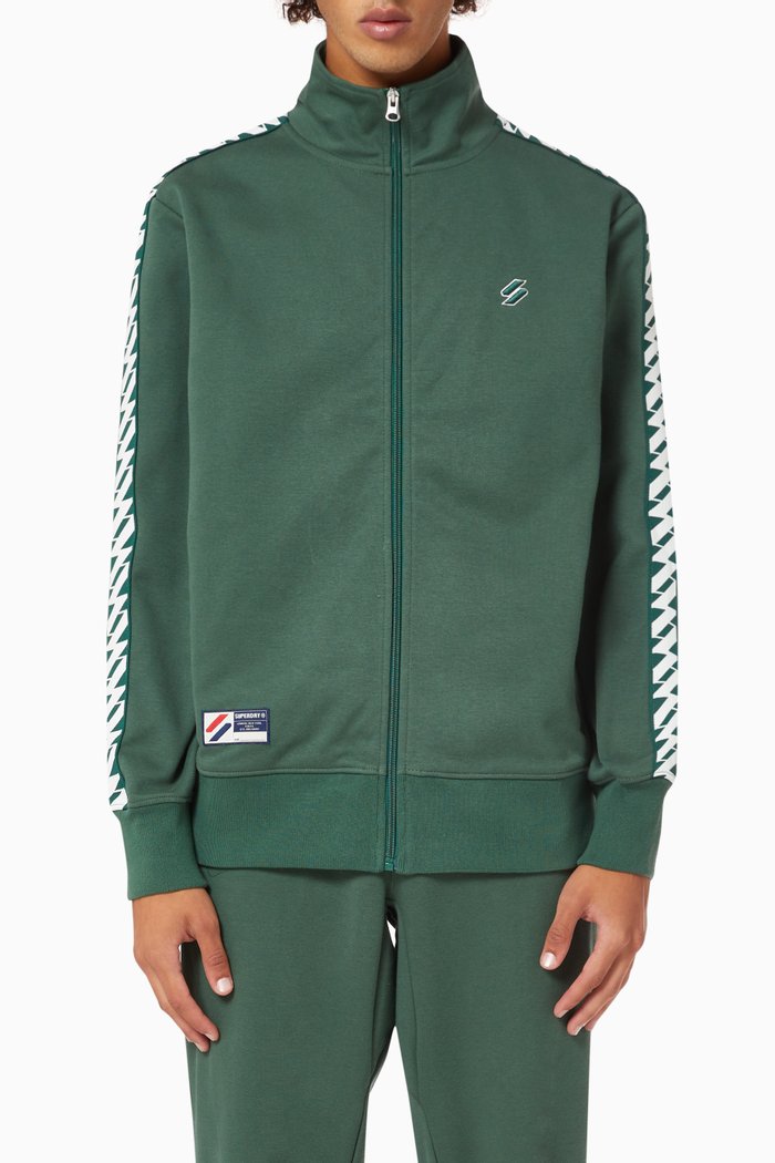 

Code Tape Track Jacket in Cotton Fleece, Green