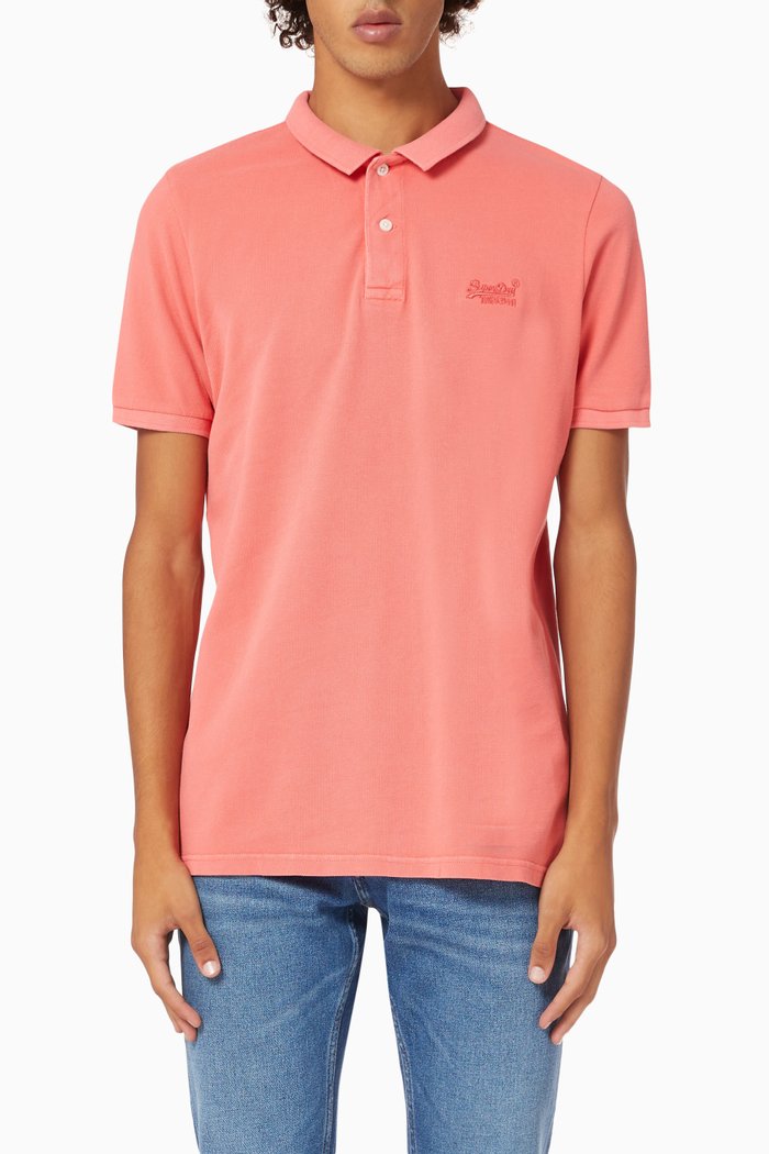 

Vintage Distressed Polo Shirt in Organic Cotton Piqué, Pink