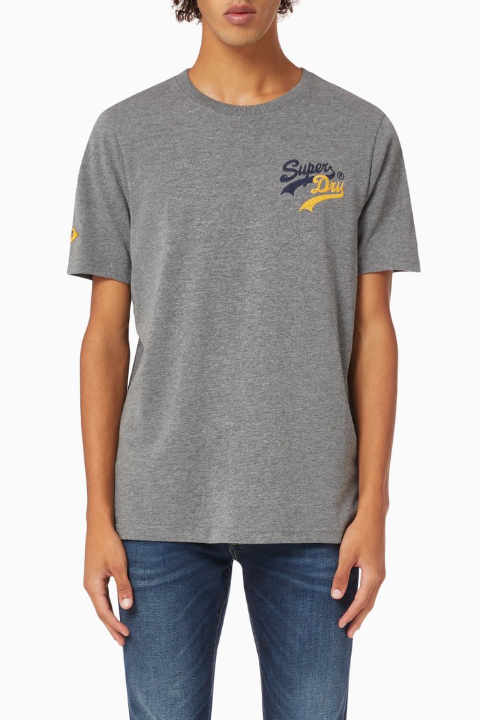 

Vintage Logo Embroidered T-shirt in Cotton Jersey, Grey