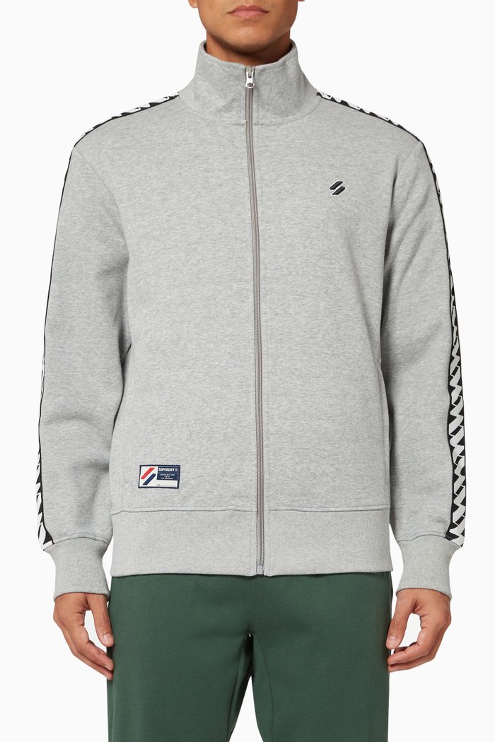 

Code Tape Track Jacket in Cotton Fleece, Grey