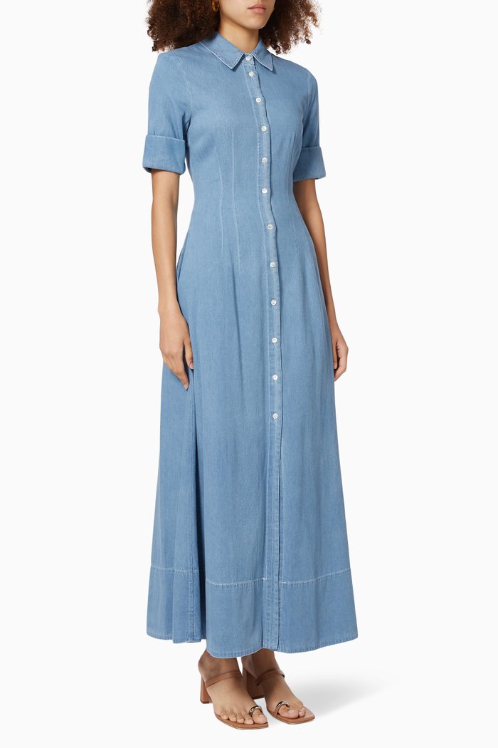 Joan Maxi Dress in Cotton, Blue