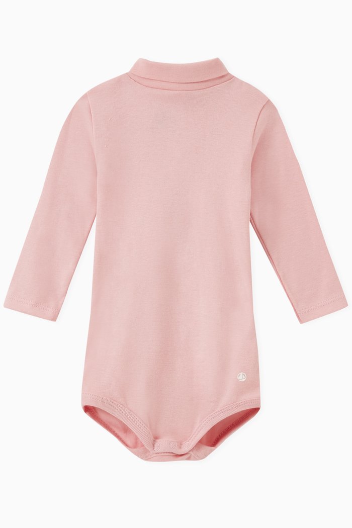 

Long Sleeve Bodysuit in Organic Cotton, Pink
