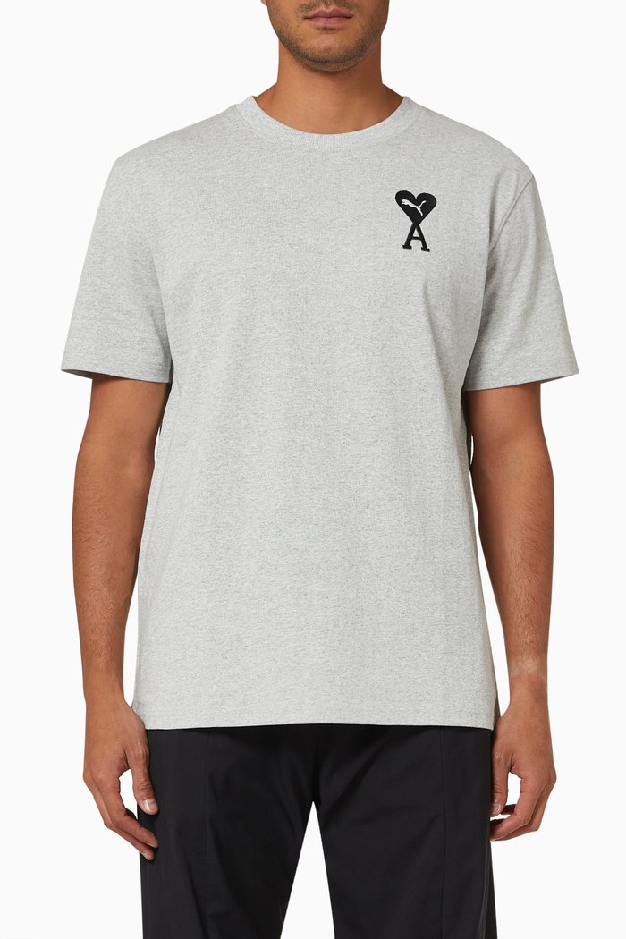 PUMA x AMI Graphic T-shirt in Cotton, Grey