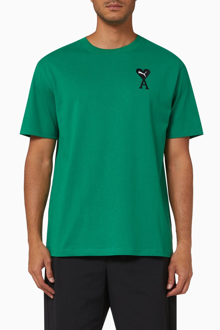 

PUMA x AMI Graphic T-shirt in Cotton, Green