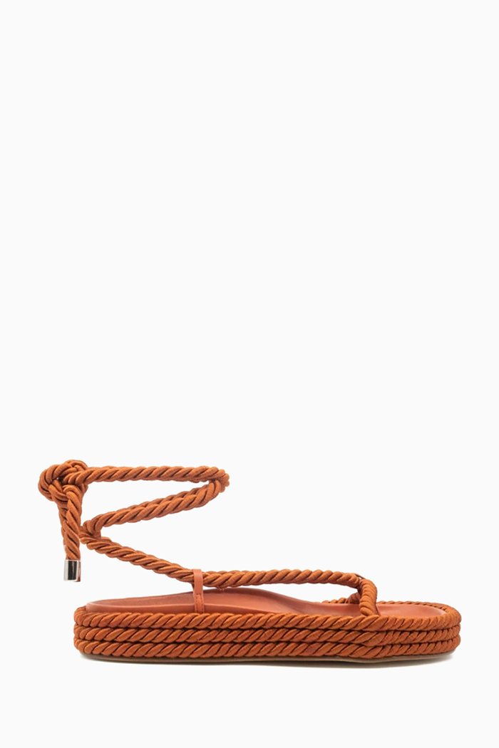 

Tether Rope Sandals in Satin, Brown