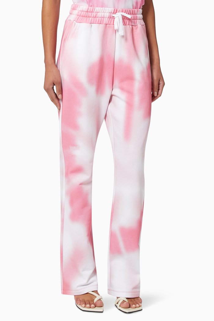 

Tie-Dye Print Sweatpants in Cotton Fleece, Pink