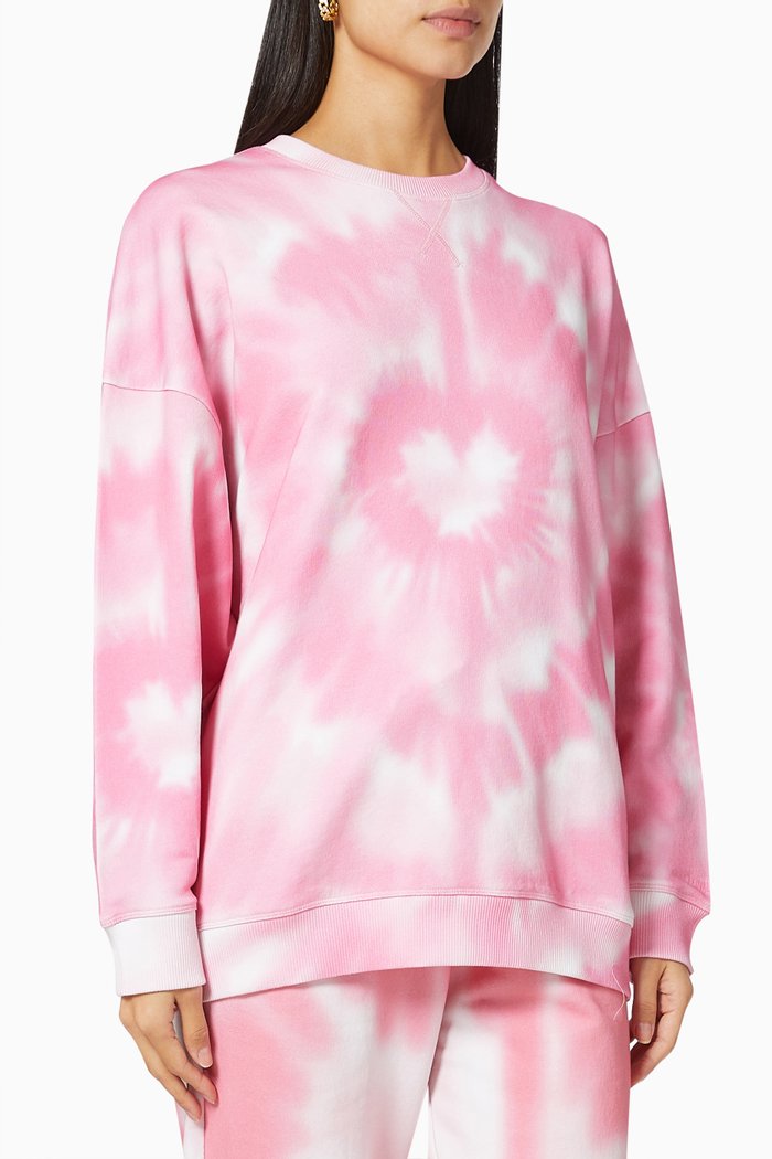 

Tie-Dye Print Sweatshirt in Jersey Fleece, Pink