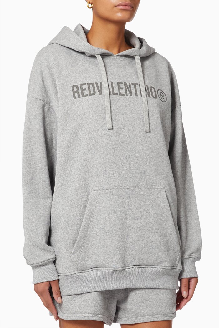 

Logo Hoodie in Jersey Fleece, Grey