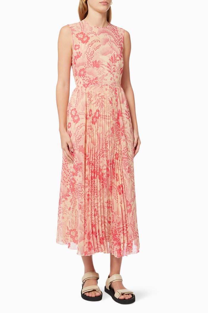 

Floral Abito Dress in Crepe, Orange