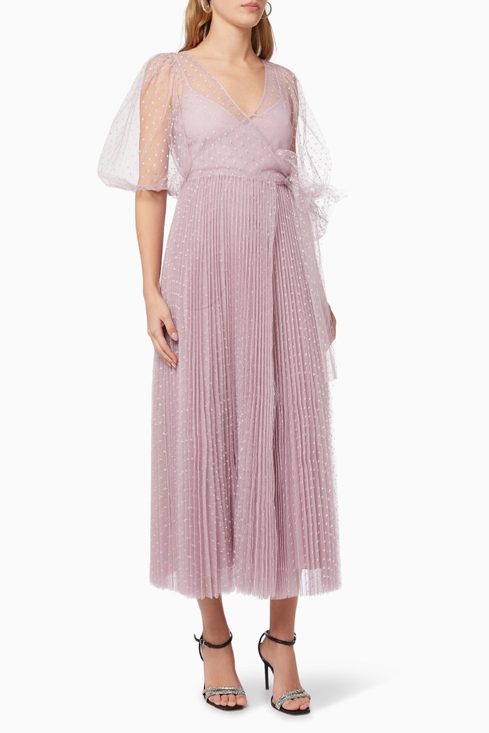 

Wrap Dress in Point d’Esprit Tulle, Purple