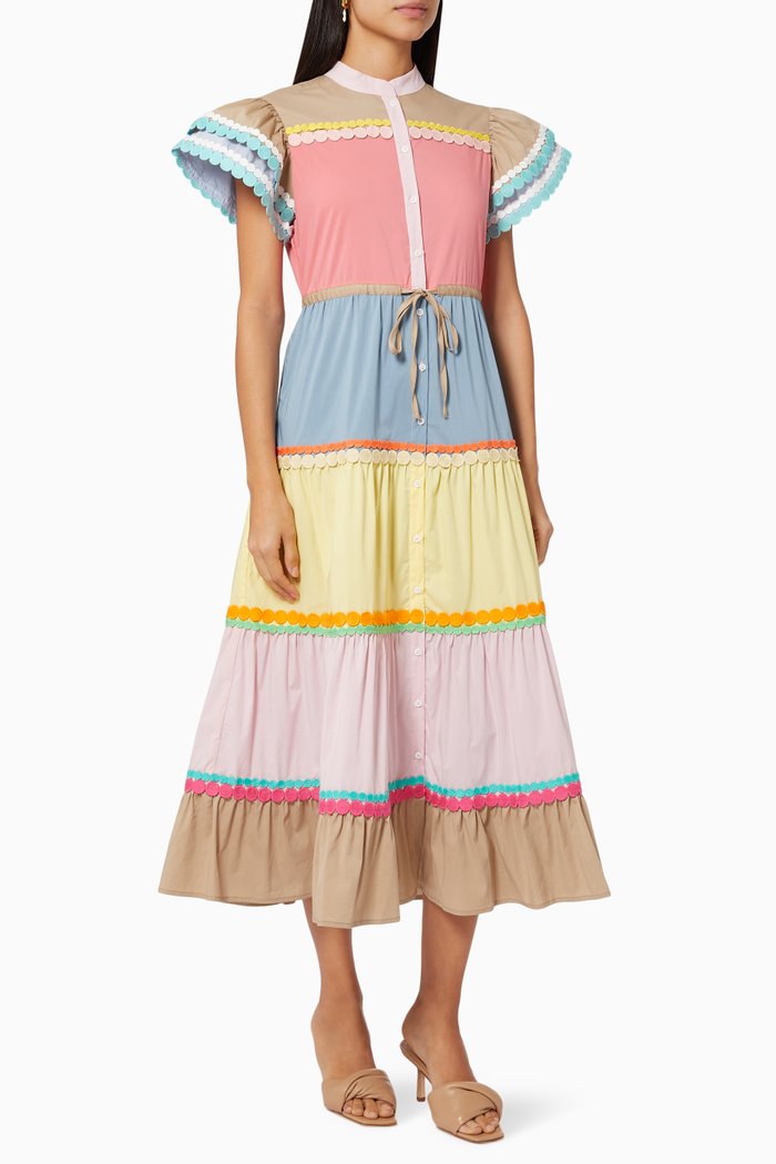 

Gemini Colour Block Dress in Cotton, Multicolour