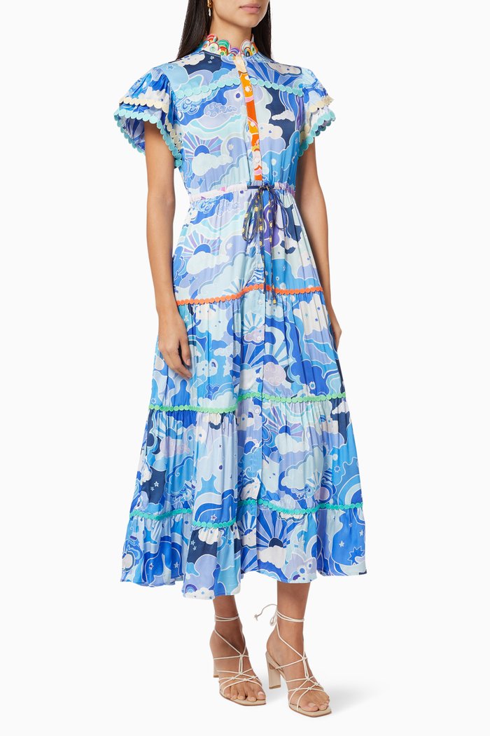 

Adhara Tiered Dress in Viscose, Multicolour