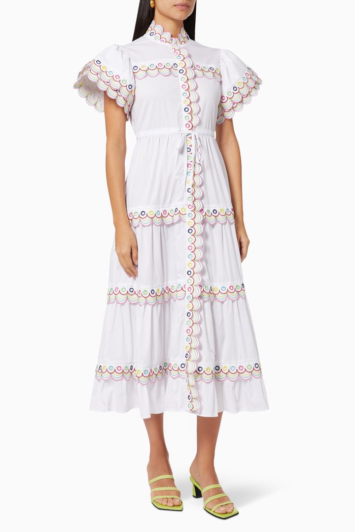 

Malik Eyelet Embroidered Dress in Cotton, White
