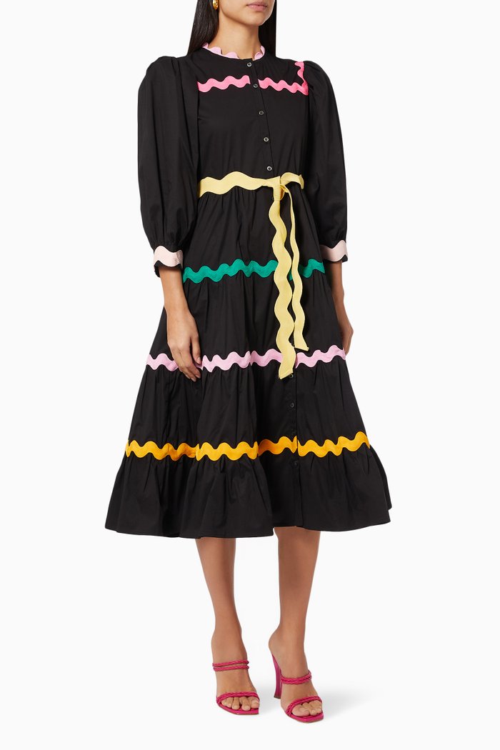

Yael Tiered Dress in Cotton, Black