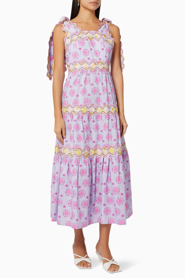 

Elara Embroidered Dress in Cotton, Multicolour