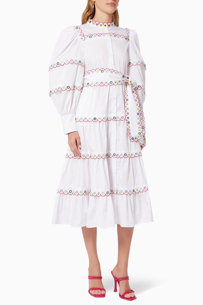 Bianca Tiered Dress in Cotton, White