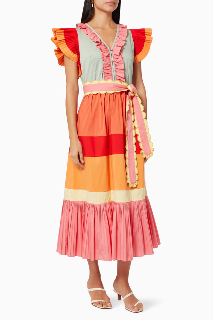

Leo Tiered Dress in Cotton, Multicolour