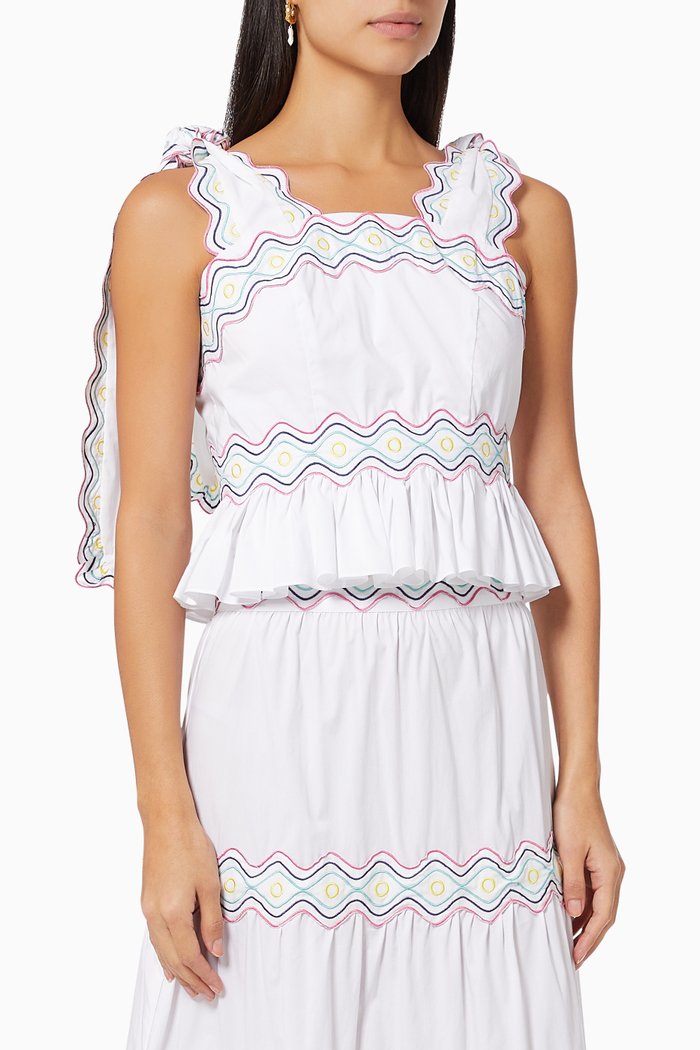 

Ilam Peplum Top in Cotton, White