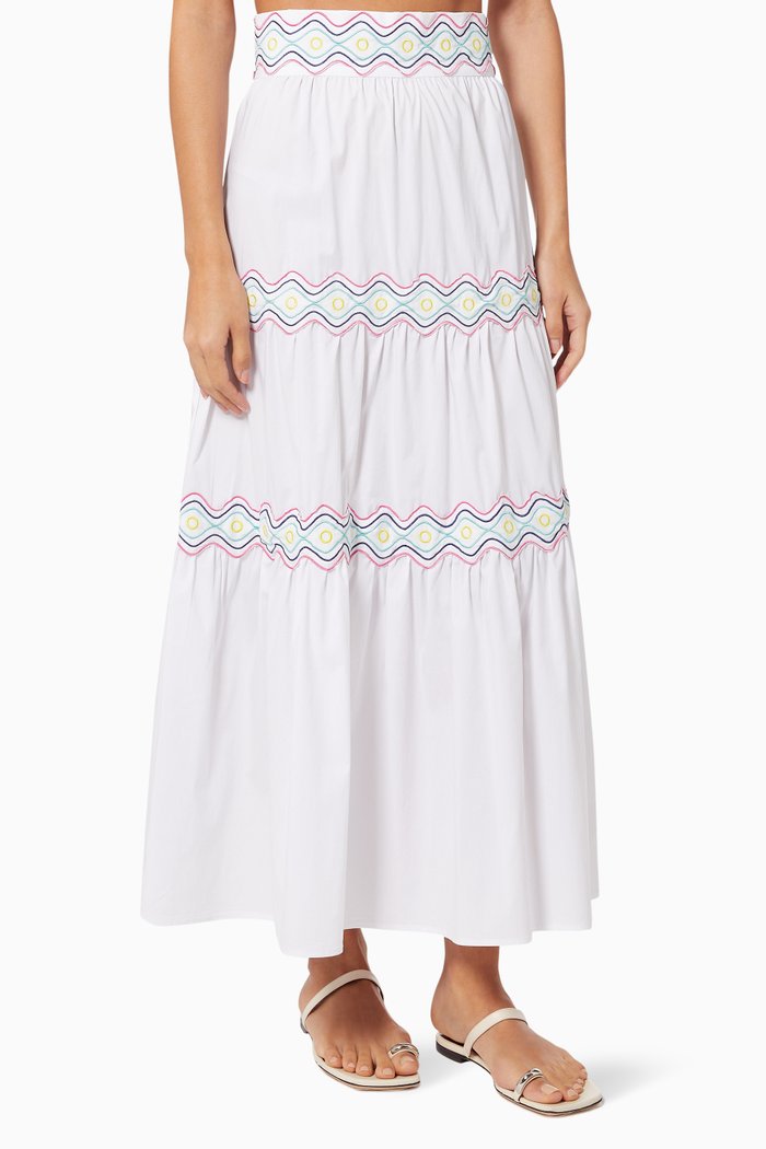 

Karim Tiered Skirt in Cotton, White