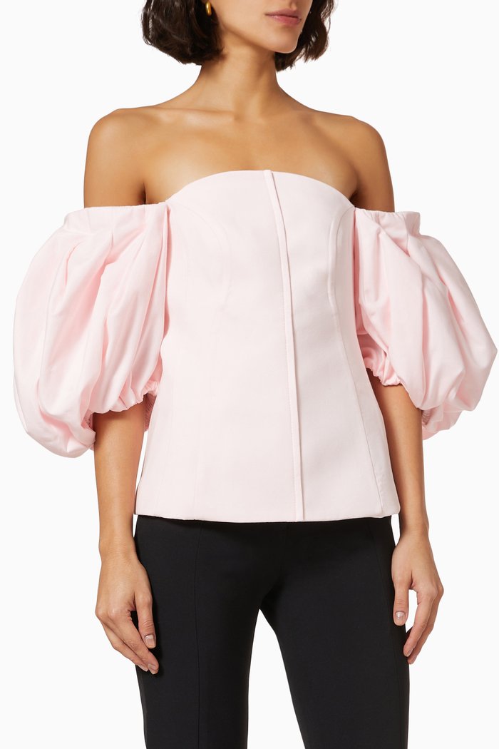 

Puff Sleeve Corset Blouse, Pink