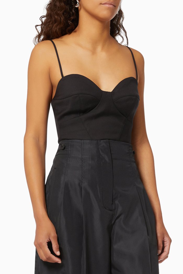 

Bustier Bodysuit in Wool, Black