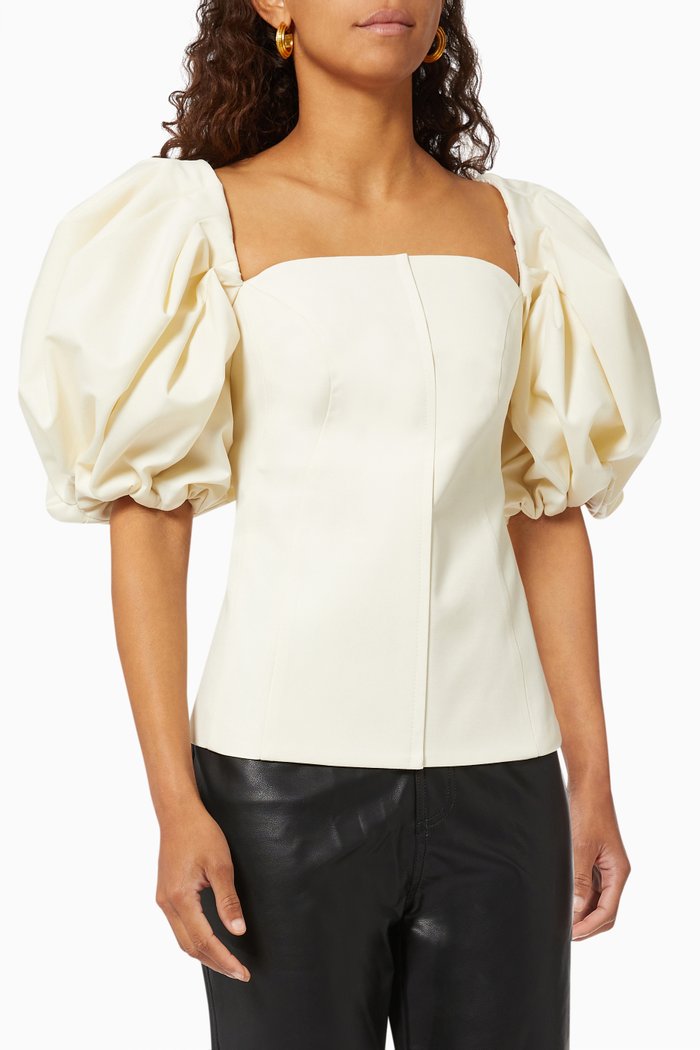 

Corset Style Blouse in Wool, Neutral