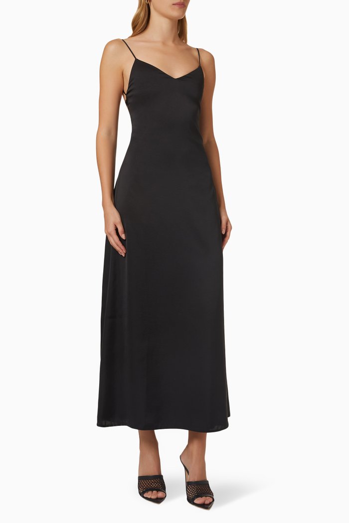 

Open Back Slip Dress, Black