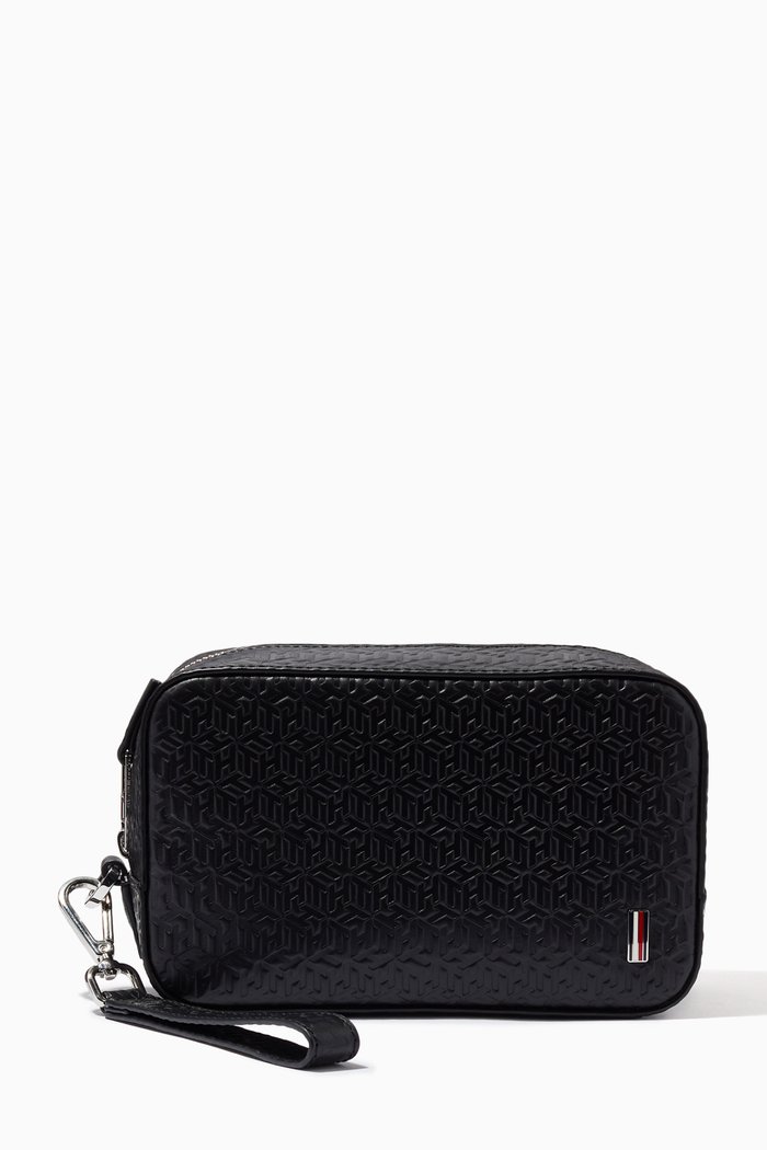 

Business Mono Washbag in Leather, Black