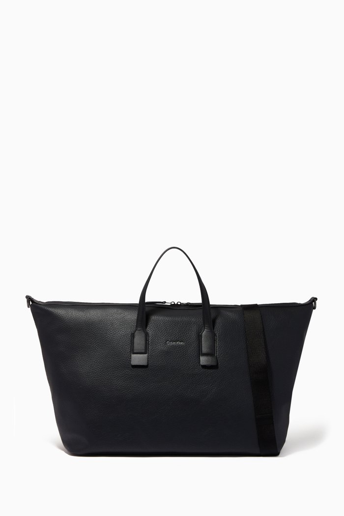 

Recycled Weekender Carryall Bag in Faux Leather, Black