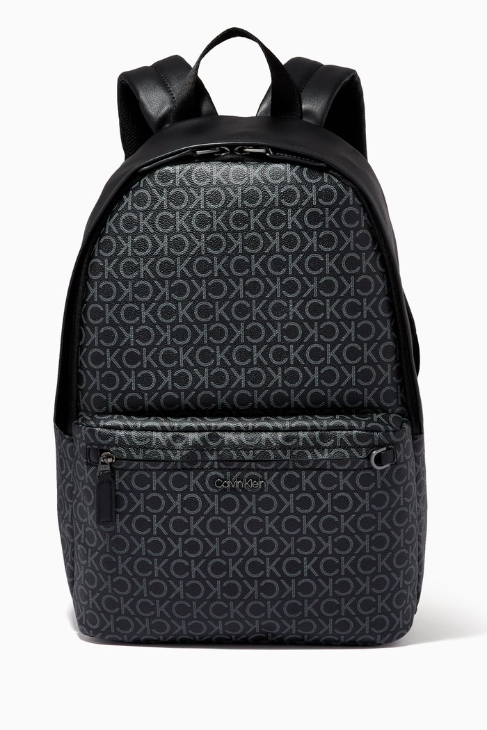

Warmth Monogram Campus Backpack in Faux Leather, Black