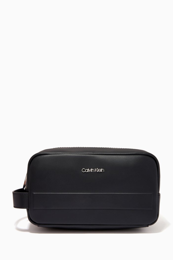 

Boxed Wash Bag in Faux Leather, Black