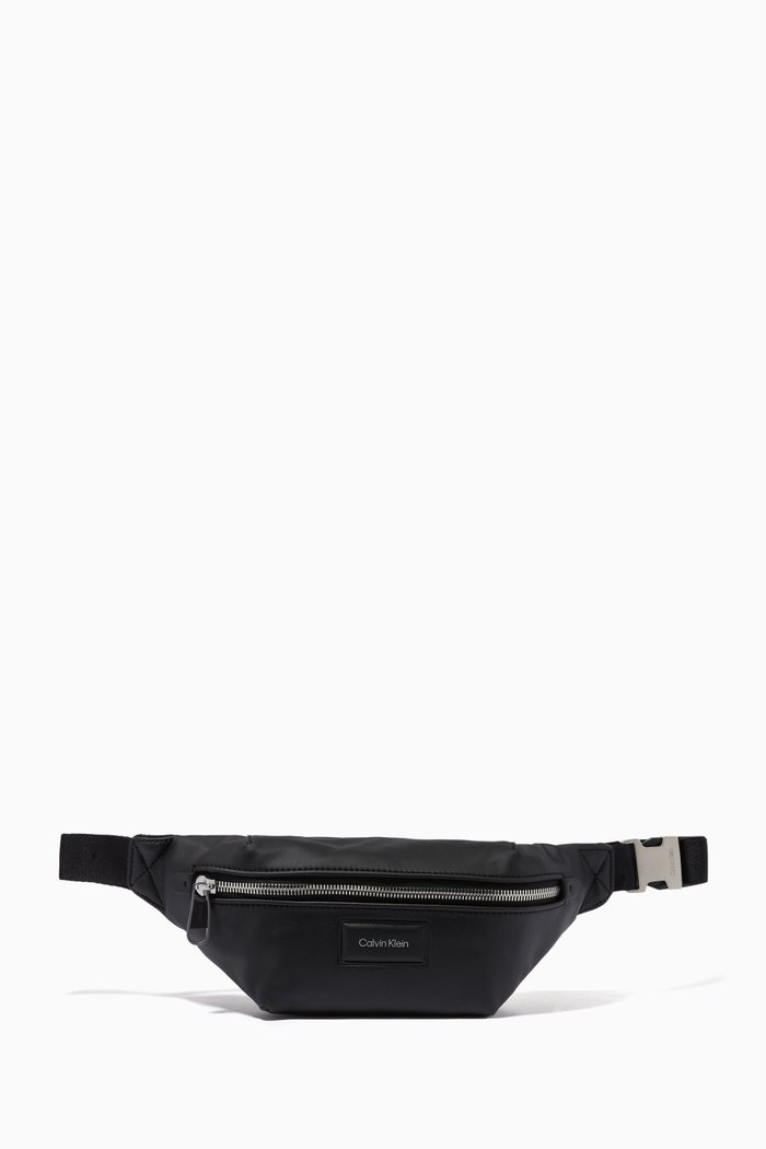 

Logo Belt Bag in Faux Leather, Black