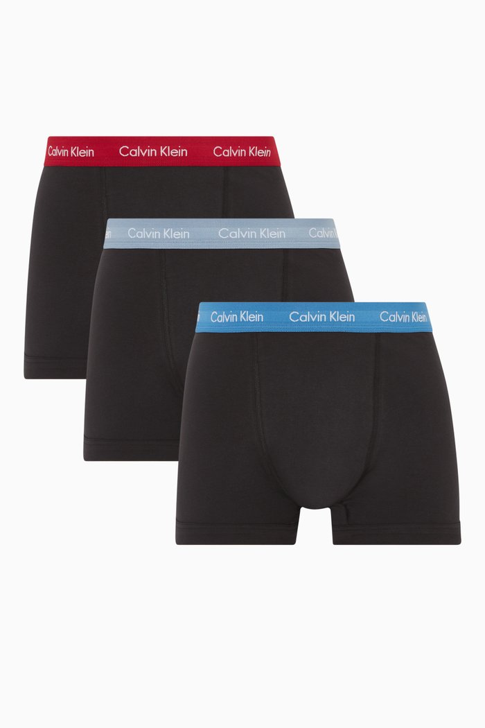 Cotton Stretch Trunks, Set of 3, Black