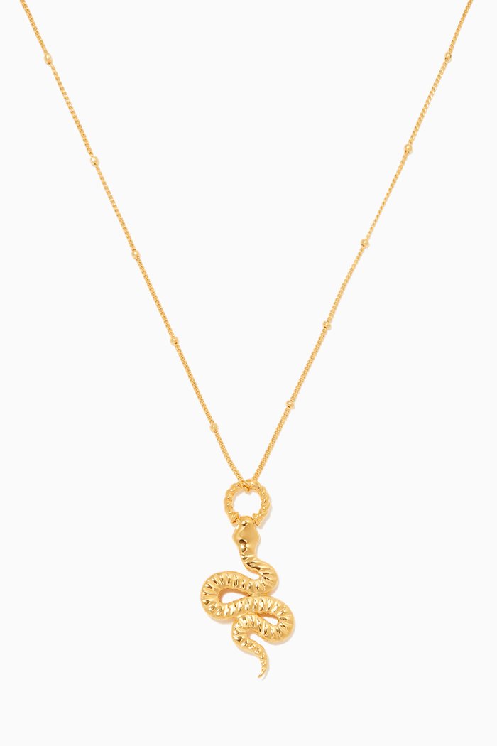 

Snake Pendant Necklace in 18kt Gold Plated Brass