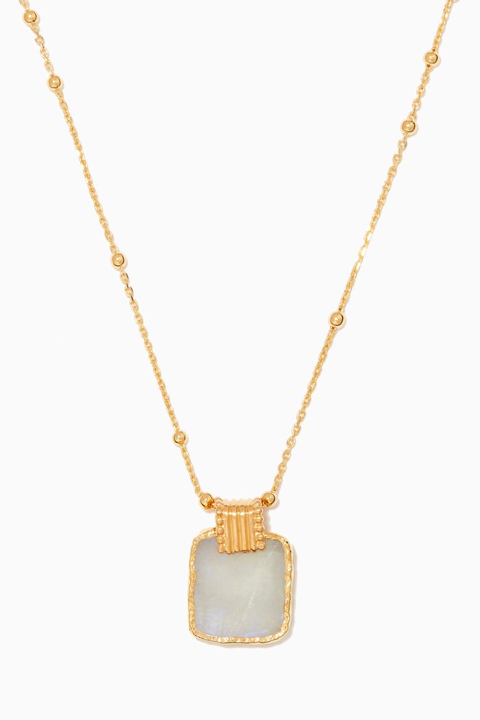 

Rhodochrosite Lena Charm Necklace in 18kt Gold Vermeil, Grey