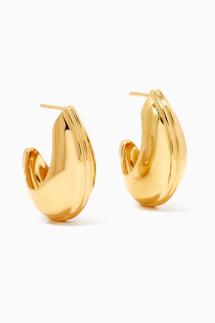 Medium Dome Ridge Hoop Earrings in 18kt Gold Plating