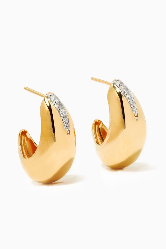 

Medium Dome Pavé Hoop Earrings in 18kt Gold Plating