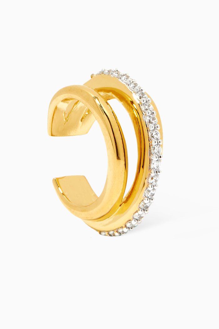 

Celestial Pavé Single Ear Cuff in Gold-Plated Brass