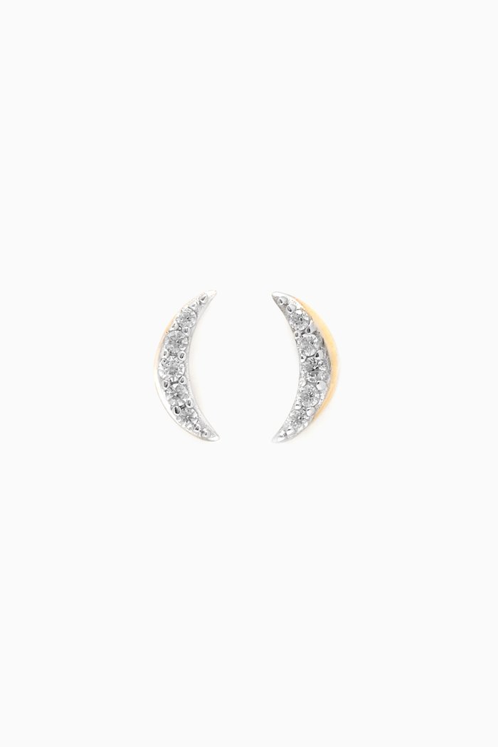 

Celestial Pavé Moon Stud Earrings in 18kt Gold Vermeil on Sterling Silver