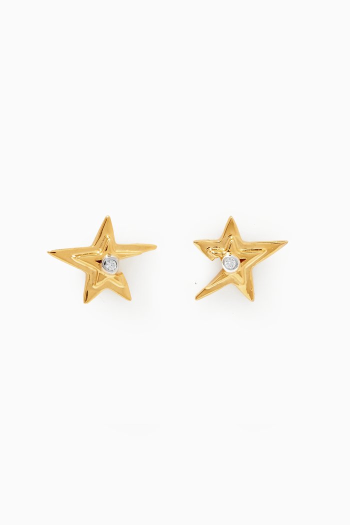 

Celestial Single Stone Star Stud Earrings in 18kt Gold Vermeil on Sterling Silver